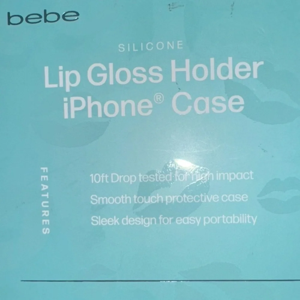 BEBE IPhone 13,14 pro plus silicone lipgloss holder phone case Tiffany blue nwt